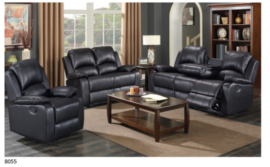 8049 Grey Set, Black Loveseats